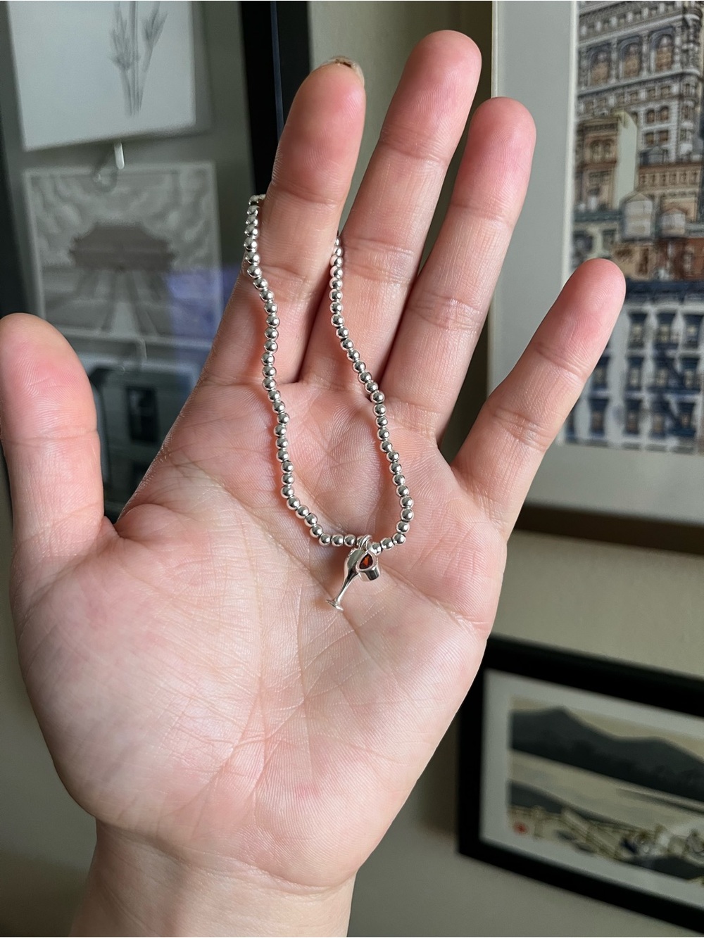 Katie loxton London “littles” silver-plated beaded bracelet with wine glass